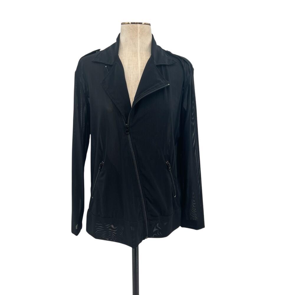 Koral Activewear Mesh Moto Jacket Sheer Black Size Large